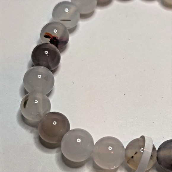 White Agate Stretch Bracelet 8mm round natural stone includes felt pouch-B815 - Picture 4 of 12